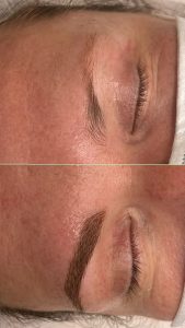 microblading de cejas, maquillaje permanente de cajas, resultado natural de microblading, antes después tratamientos faciales